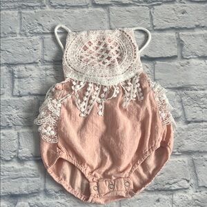 Pink Lace Baby Romper